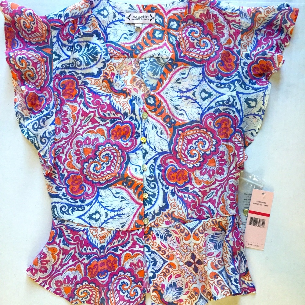 Nanette Lepore Multicolored Paisley Print Top XS